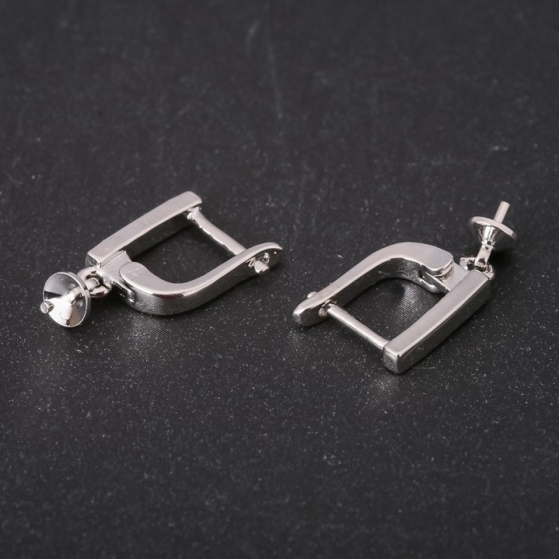 Ganci per orecchini con perno 15×20×2 mm, metallo argentato, prezzo per paio