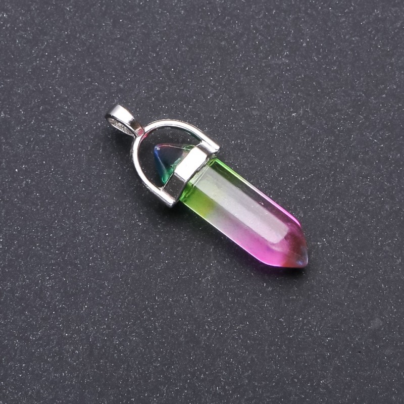 Pendente in vetro multicolore esagonale 8×35×41 mm