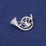 Spilla Corno francese con strass metallo argentato 25×35 mm
