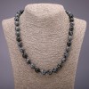 Collana in pietra naturale obsidiana neve, lacrime Apache, palline lisce, diametro 10(+-)mm, lunghezza 50 cm