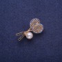 Spilla Racchette da tennis con perla artificiale, metallo dorato 18×33 mm