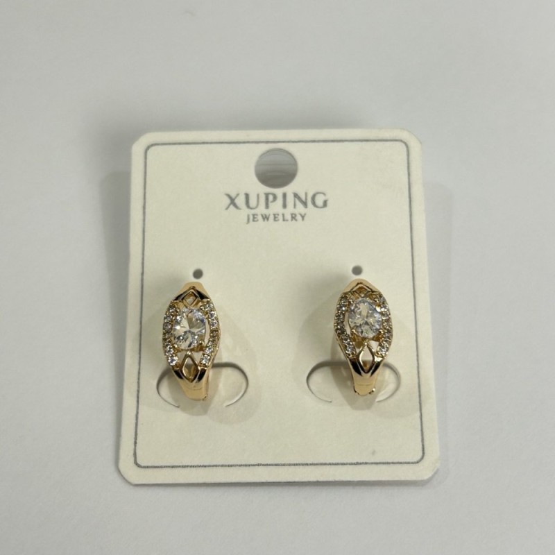 Orecchini Xuping con pietre bianche 7×15 mm, oro 18K