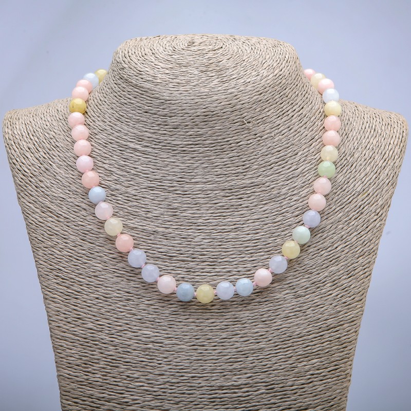 Collana in Morganite, sfere lisce da 8 mm, lunghezza 45 cm ±