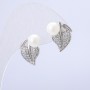 Orecchini Xuping rodio con strass bianchi e perla bianca, diametro 16×14 mm +