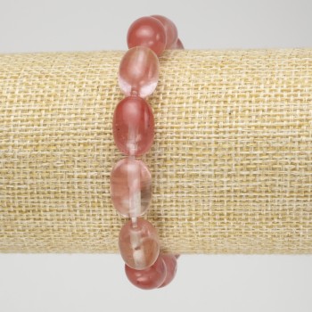 Bracciale elastico in calcedonio naturale, barilotto, diametro 10×14 mm+