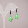 Orecchini in crisopraso naturale, barilotto liscio, diametro 10x14 mm ±, lunghezza 32 mm ±