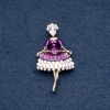 Spilla «Signorina» smalto viola 30x55 mm, colore metallo 'oro'