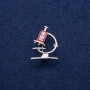 Spilla Microscopio con smalto e strass 24×31 mm, metallo argentato