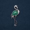 Spilla-ciondolo Fenicottero con malachite naturale 85×30 mm
