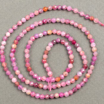 Perle di rubino naturali sfaccettate su filo, diametro circa 3 mm, lunghezza circa 40 cm