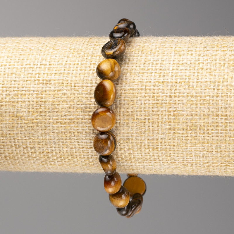 Bracciale con Occhio di tigre, perle levigate, diametro 8x8 mm ±, elastico, lunghezza 18 cm+