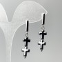 Orecchini in ematite a croce, diametro 8,5×23 mm, lunghezza 40 mm
