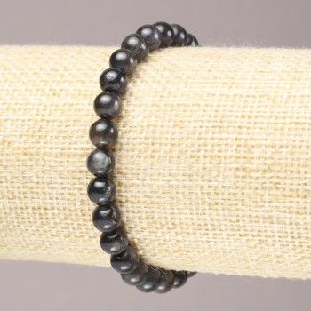 Bracciale elastico in pietra naturale di iolite, pallina liscia, diametro 6,5 mm+