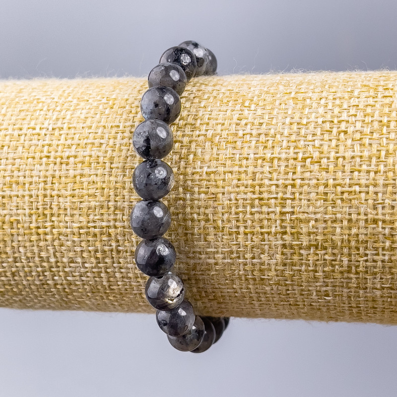 Bracciale in labradorite con perle lisce, diametro 8 mm ±, lunghezza 18 cm (elastico)