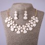 Set di collana e orecchini con smalto bianco, lunghezza 46-52 cm