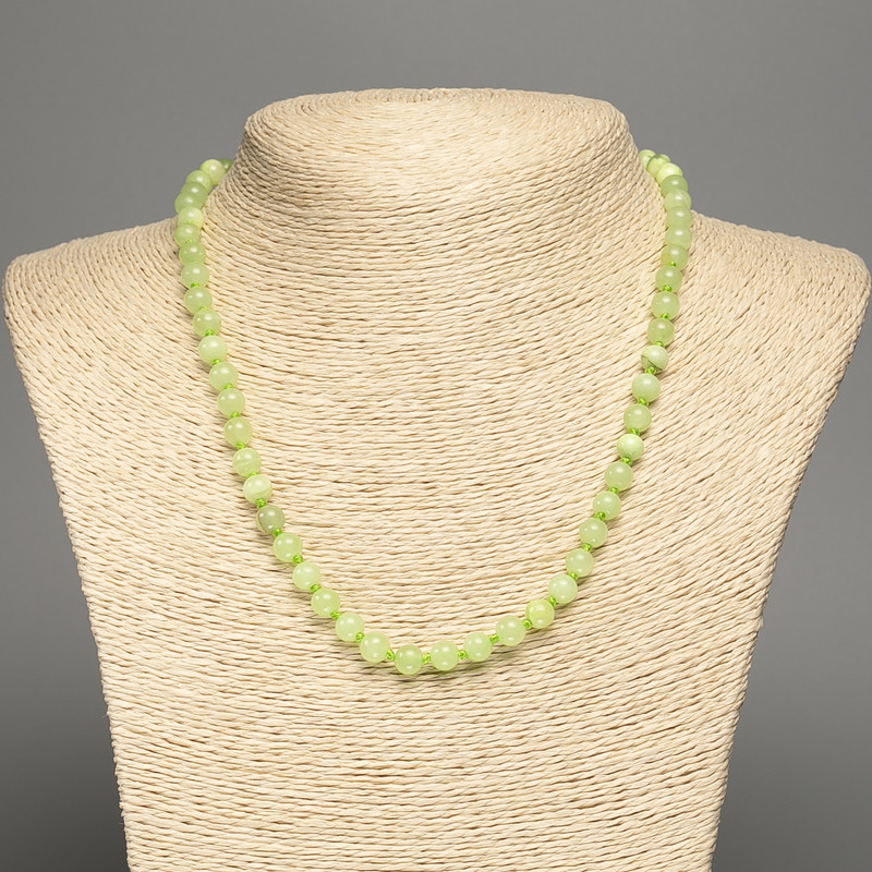 Collana in onice con perle lisce, diametro 6 mm, lunghezza 46 cm ±