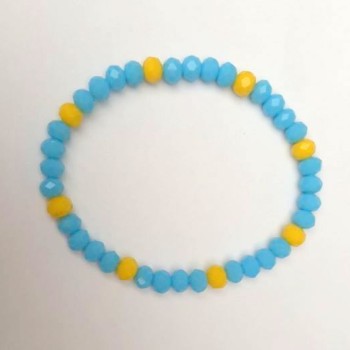 Bracciale 'Ucraina' Cristallo ceco giallo-azzurro, diametro 5×6 mm, lunghezza 18 cm ± elastico