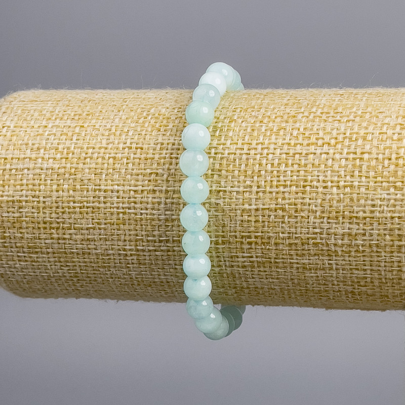 Bracciale in larimar palline lisce, diametro 6 mm, lunghezza 18 cm, elastico