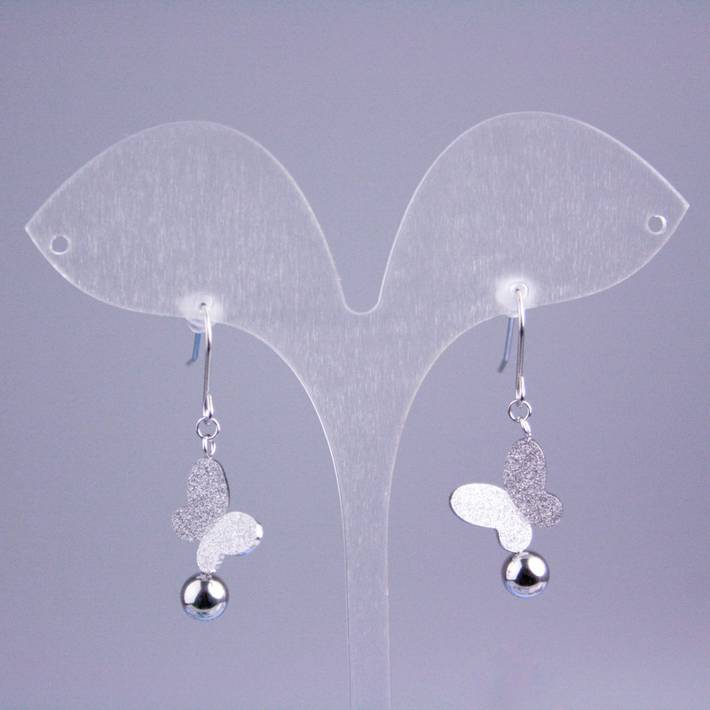 Orecchini Xuping Rodio con strass «Farfalla», lunghezza 38 mm+