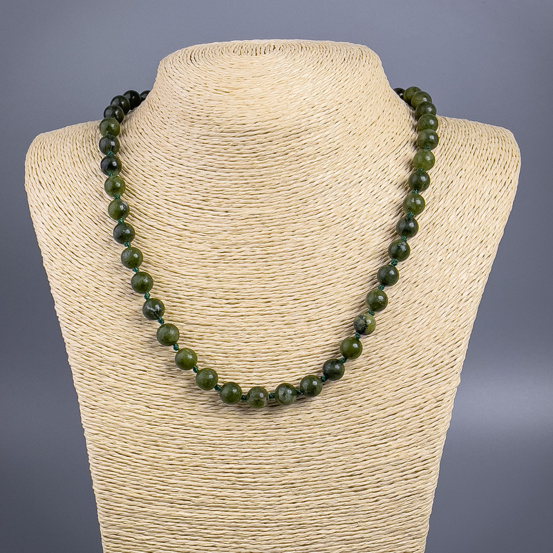 Collana con giadeite artificiale (sfere lisce), diametro di circa 8,5 mm, lunghezza 50 cm ±