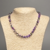 Collana in vetro opalescente viola camaleonte, perle lisce, diametro 8 mm±, lunghezza 49 cm±